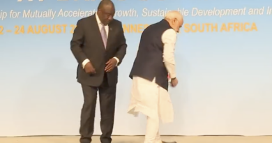 modi makes sure to not step on the flag during brics summit