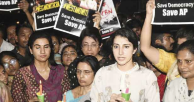 nara brahmani and nara bhuvaneshwari protest with candles