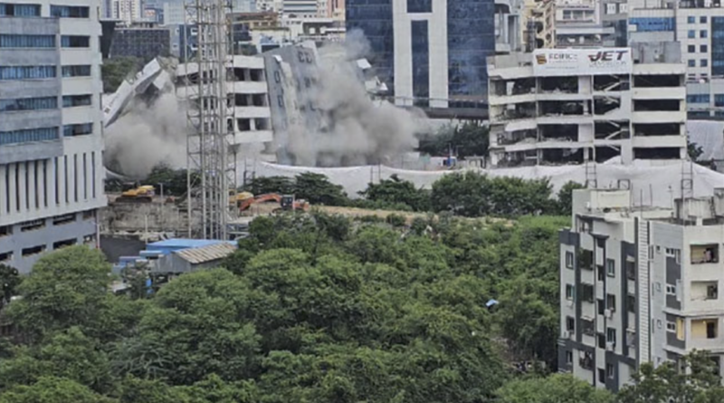 madhapur mind space buildings are demolished in seconds