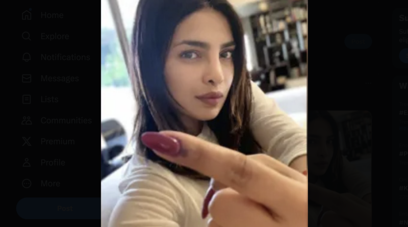a fake account used priyanka chopra photo and says voted for congress
