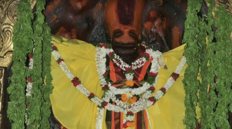 The Lord Narsimha idol in India exhibits bleeding from the navel