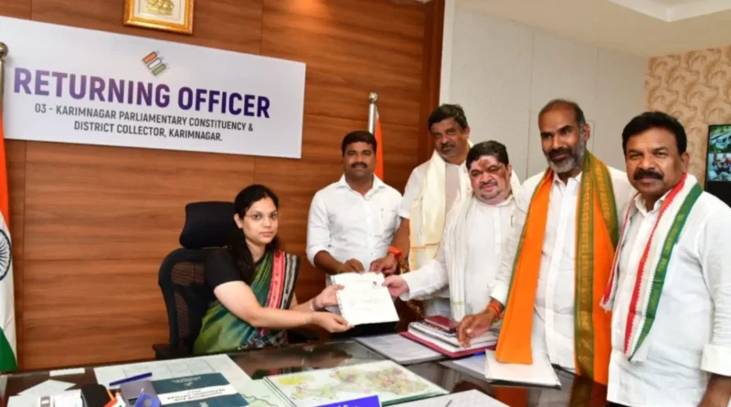 Velichala Rajender Rao filed nomination as Karimnagar Congress candidate without announcement