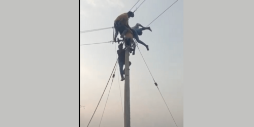 line men dies on the pole due to shock