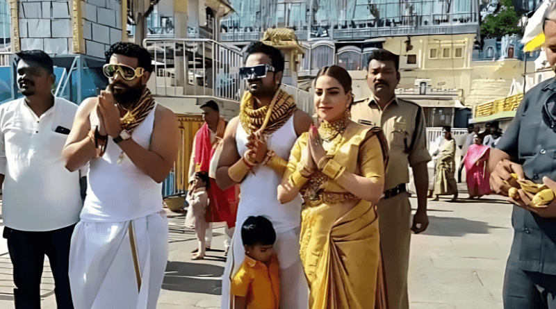 2 men wear 25 kgs of gold to tirumala