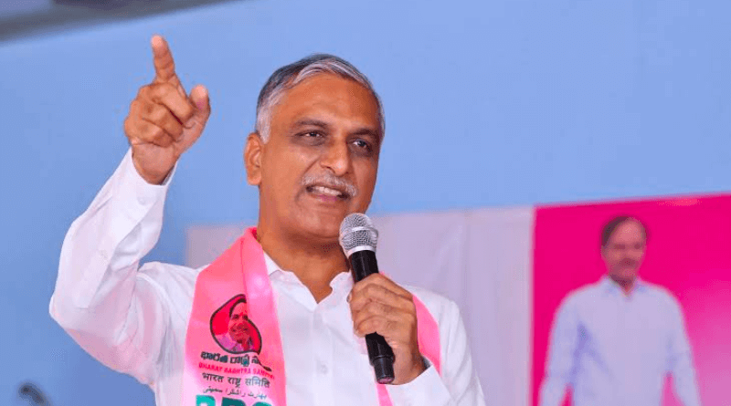 harish rao alleges hydraa office itself is under buddha statue