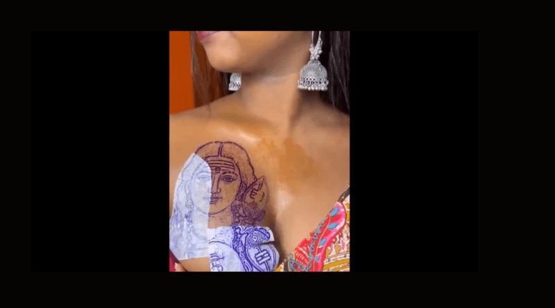 woman gets murugan painting on her breast