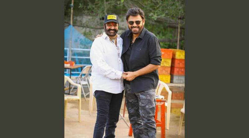 balakrishna visits venkatesh movie set