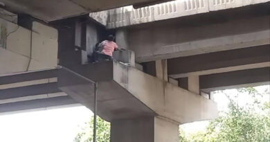 woman lands on metro pillar after accident