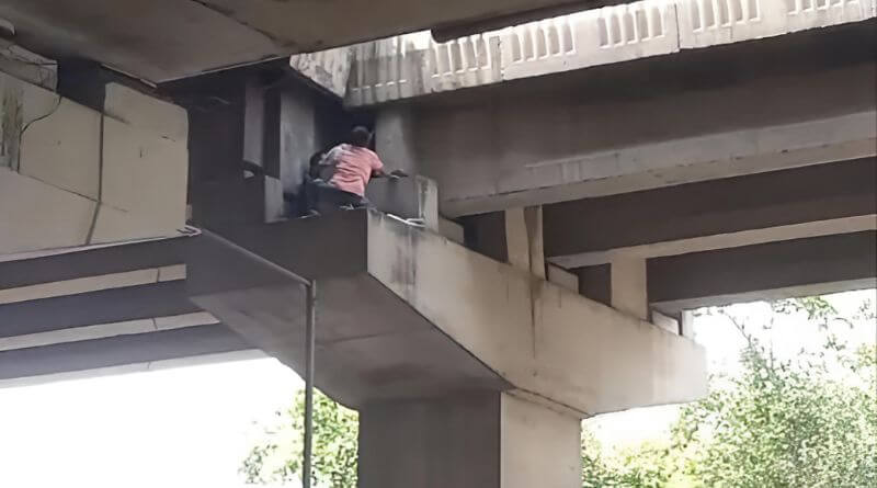 woman lands on metro pillar after accident