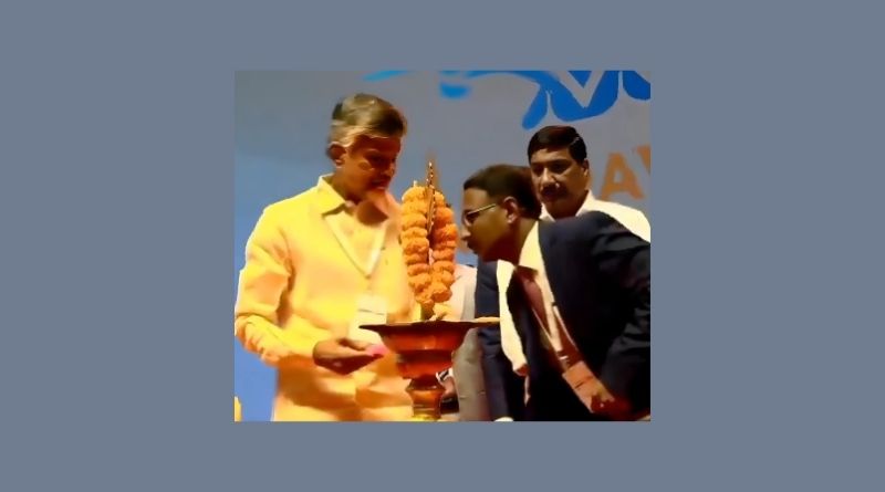 chandrababu naidu forgets to remove shoes before lighting diya