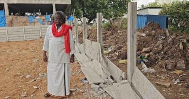 kinnera mogulaiah compound wall collapsed due to miscreants